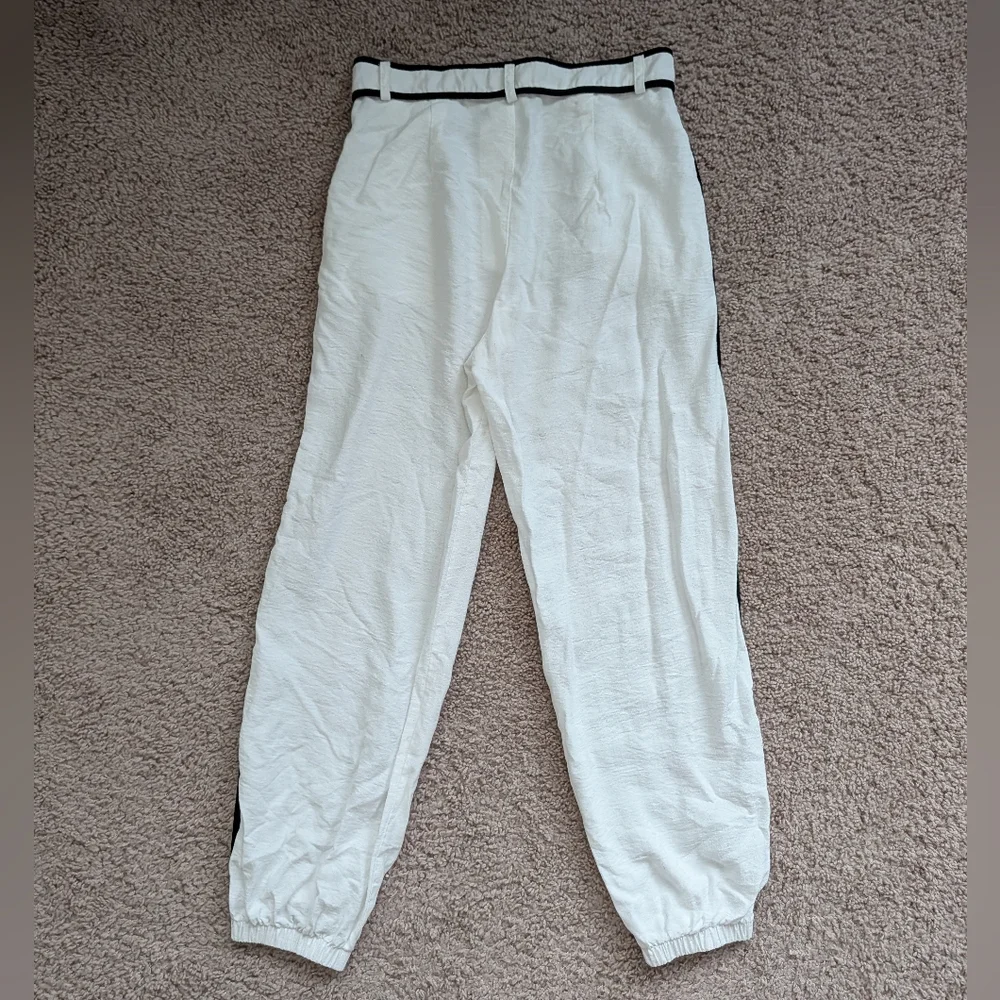 Paper Crane White Black Trim Jogger Pants Size Large